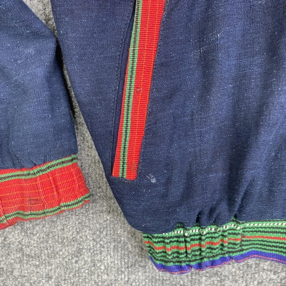VTG Handmade Guatemalan Jacket Mens XL Multicolor Woven Boho Tribal Bomber Zip